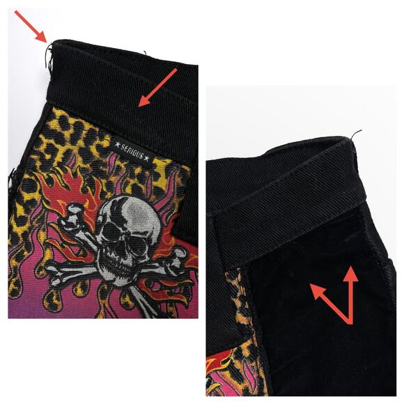 Rare Y2K Serious Los Angeles Patchwork Pants LA Clothing Black Jeans Goth Punk - Picture 14 of 16